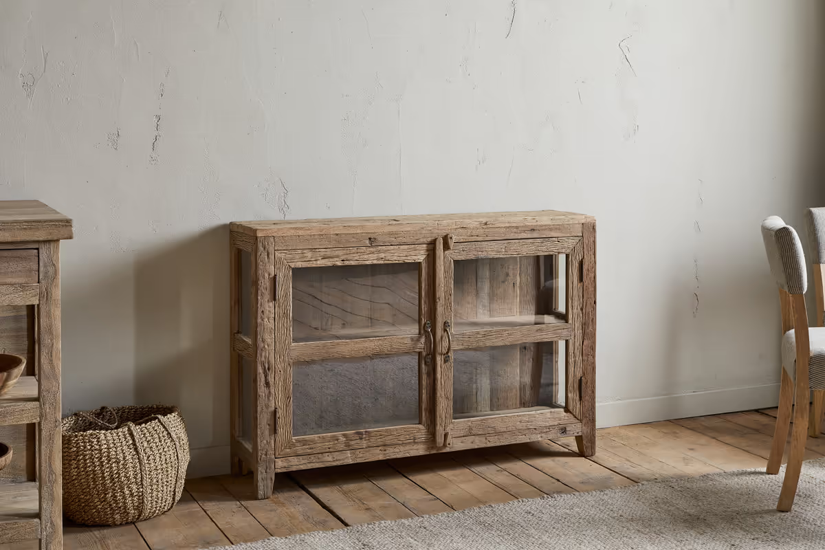 Nkuku - Ibo Reclaimed Wood & Glass Sideboard - Natural