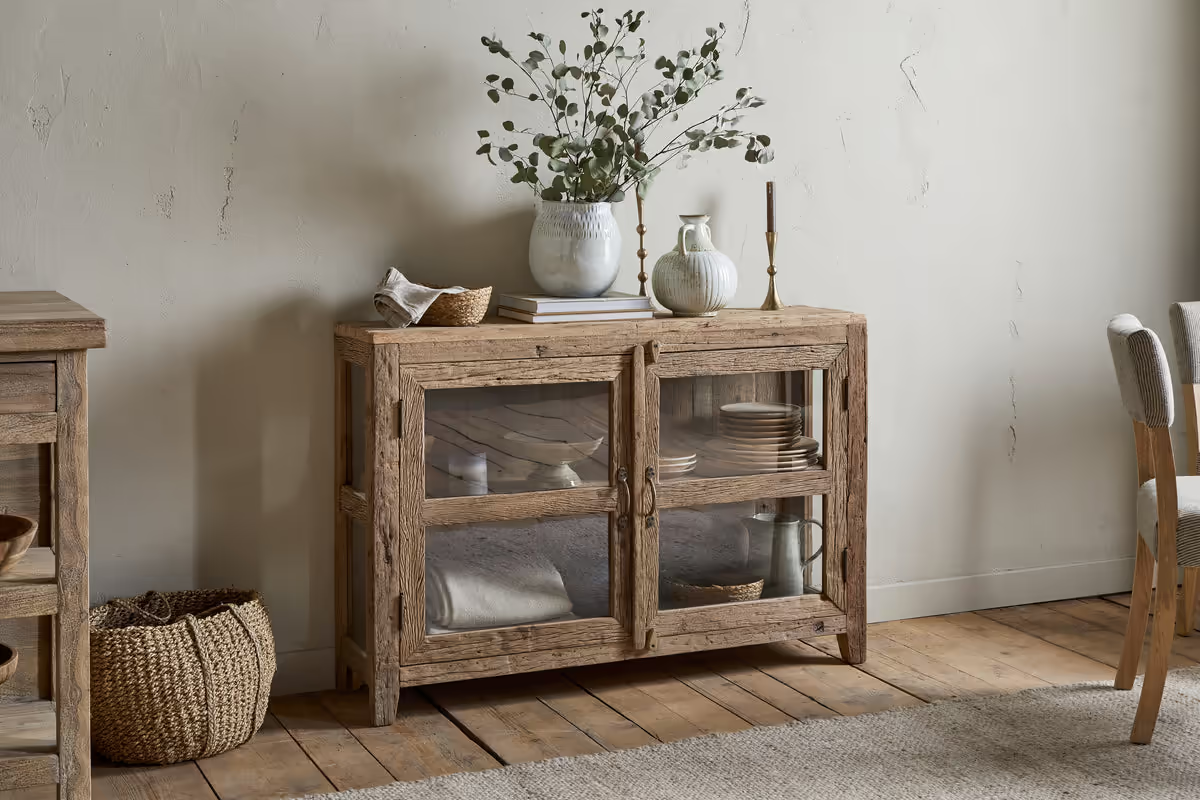 Nkuku - Ibo Reclaimed Wood & Glass Sideboard - Natural