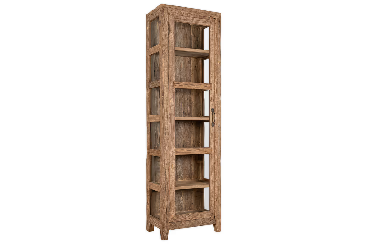 Nkuku - Ibo Reclaimed Wood & Glass Cabinet - Natural - Tall