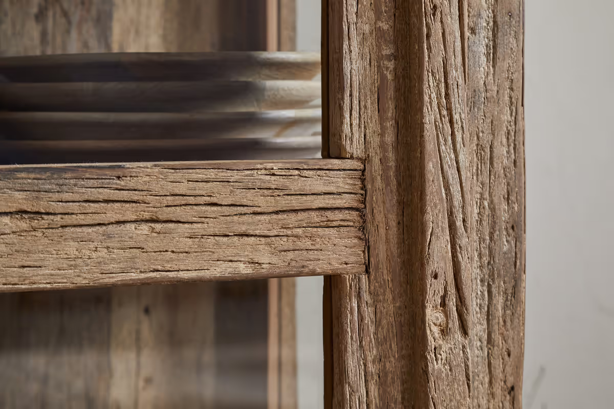 Nkuku - Ibo Reclaimed Wood & Glass Cabinet - Natural - Tall