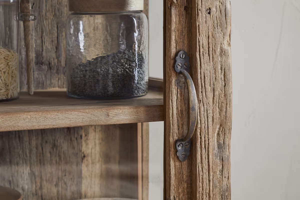 Nkuku - Ibo Reclaimed Wood & Glass Cabinet - Natural - Tall