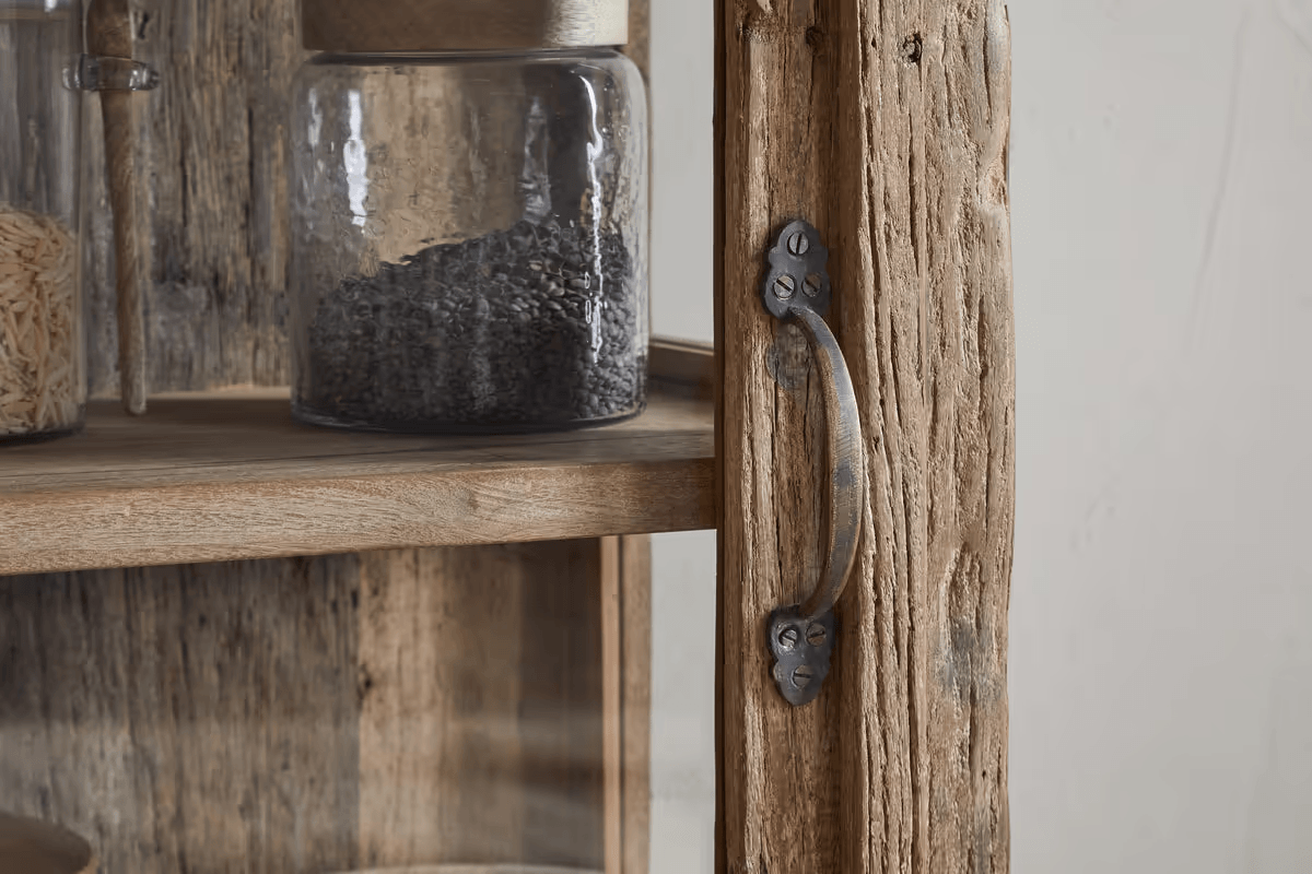 Nkuku - Ibo Reclaimed Wood & Glass Cabinet - Natural - Tall