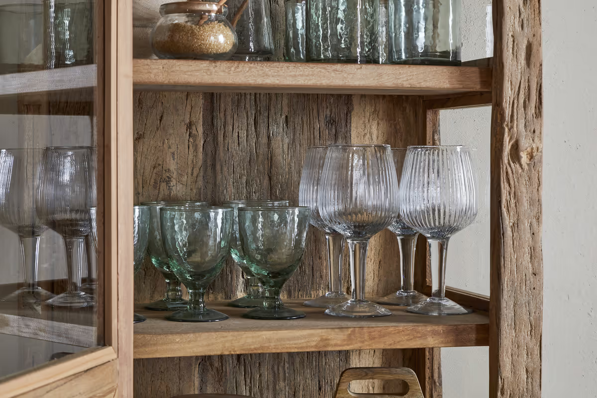 Nkuku - Ibo Reclaimed Wood & Glass Cabinet - Natural - Tall