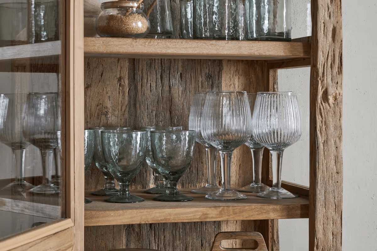 Nkuku - Ibo Reclaimed Wood & Glass Cabinet - Natural - Tall