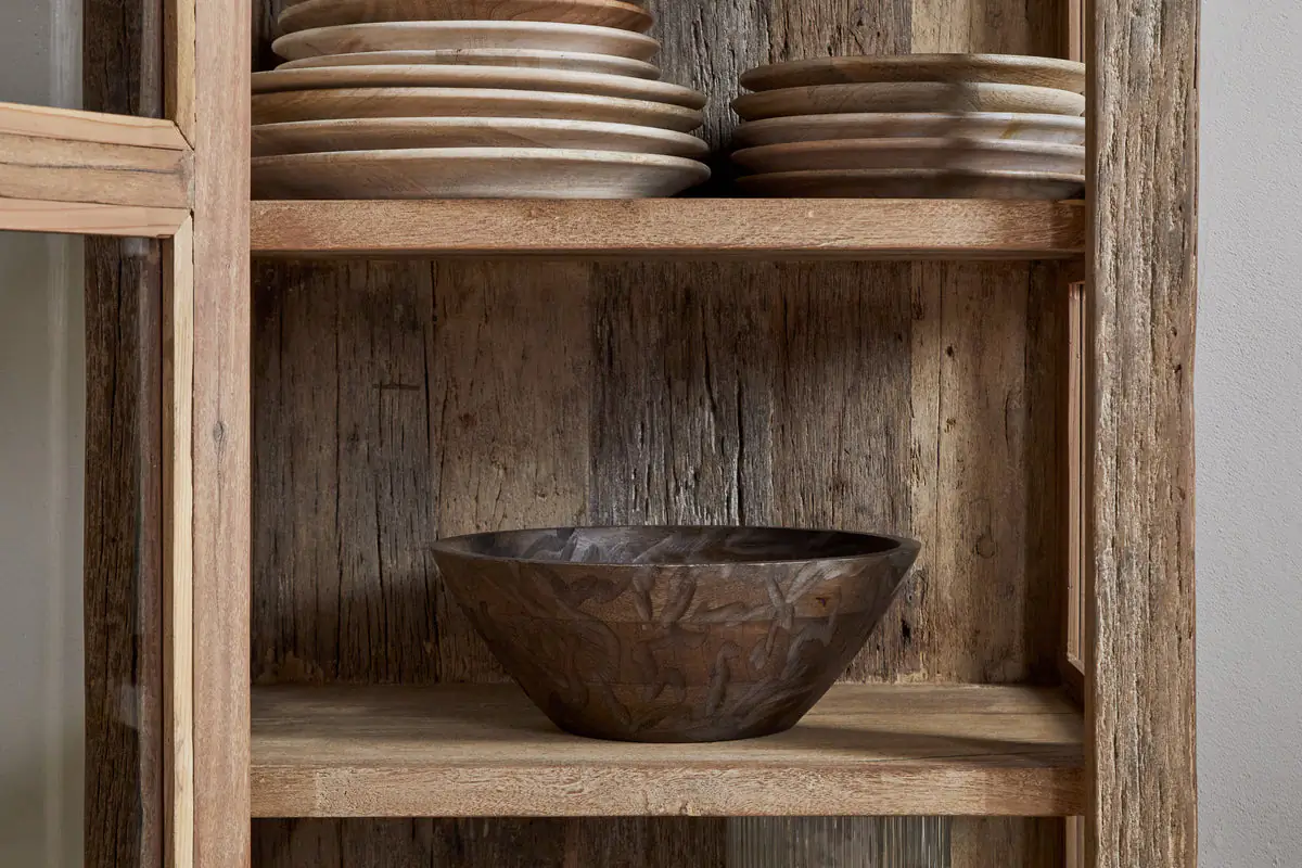 Nkuku - Ibo Reclaimed Wood & Glass Cabinet - Natural - Tall