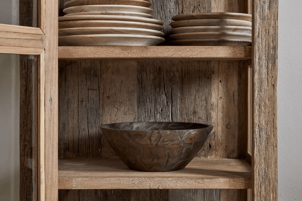 Nkuku - Ibo Reclaimed Wood & Glass Cabinet - Natural - Tall
