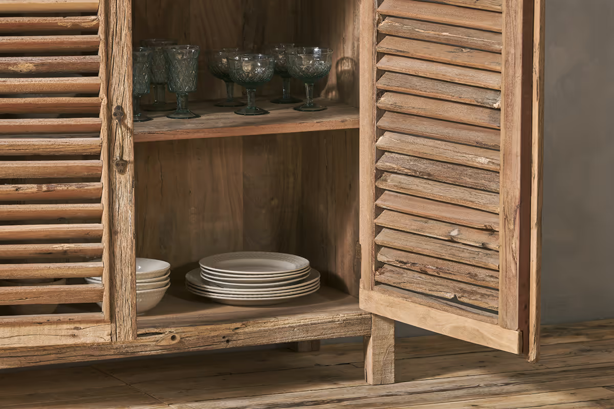 Nkuku - Ibo Reclaimed Wooden Slatted Sideboard - Natural