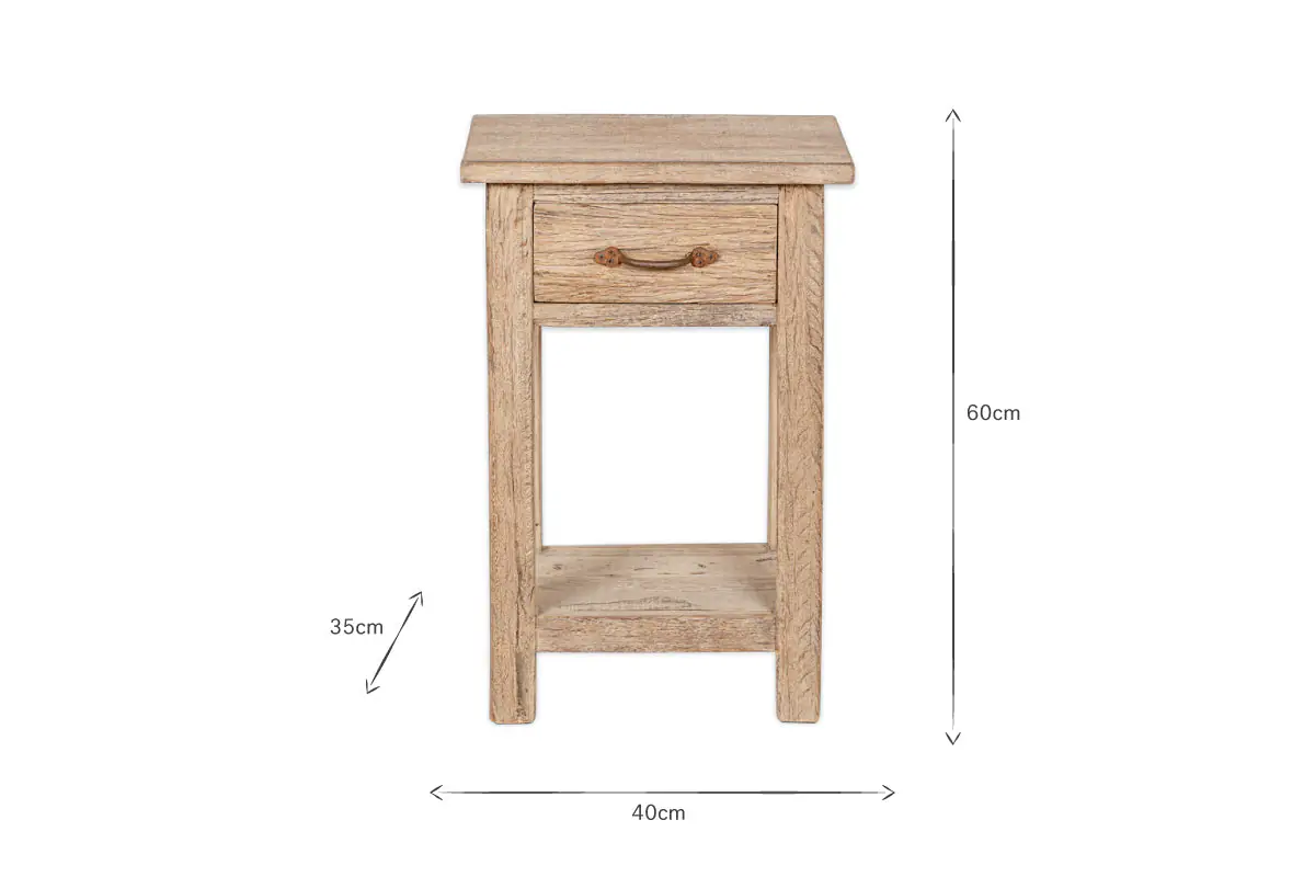 Nkuku - Ibo Reclaimed Wood Bedside Table - Natural
