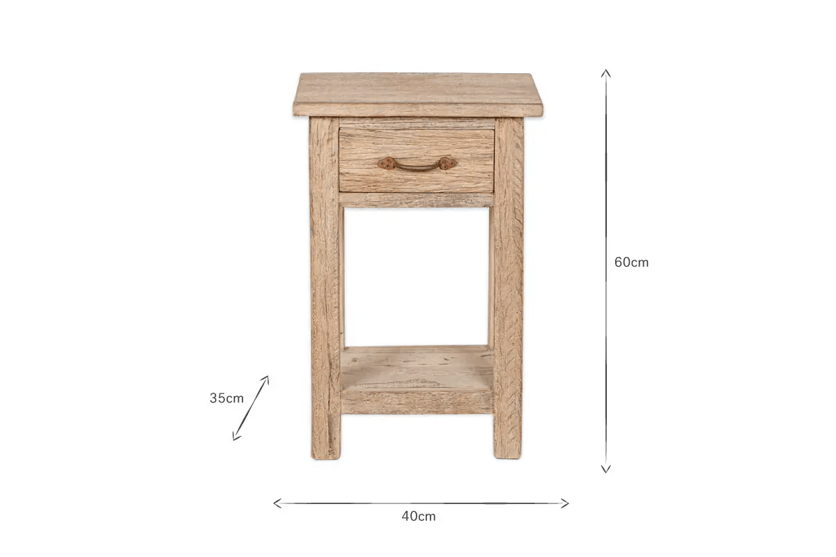 Nkuku - Ibo Reclaimed Wood Bedside Table - Natural
