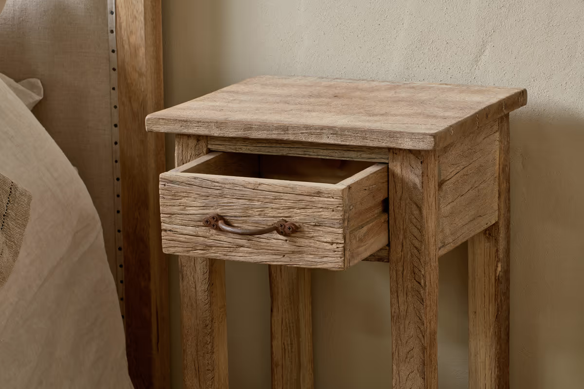 Nkuku - Ibo Reclaimed Wood Bedside Table - Natural