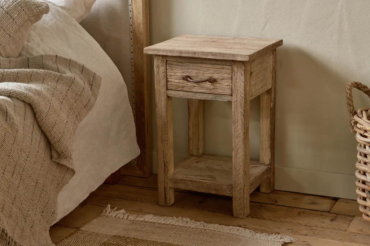 Nkuku - Ibo Reclaimed Wood Bedside Table - Natural