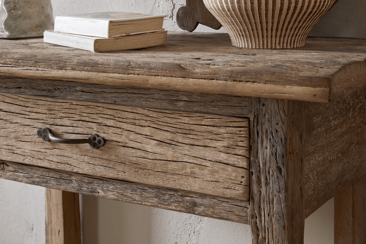 Nkuku - Ibo Reclaimed Wood 1 Drawer Console Table - Natural