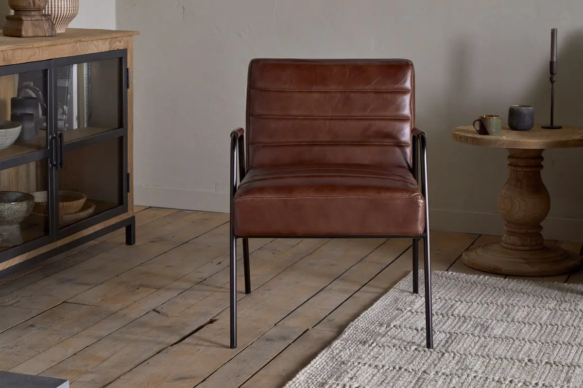Nkuku - Hadithi Leather Occasional Chair - Chocolate Brown