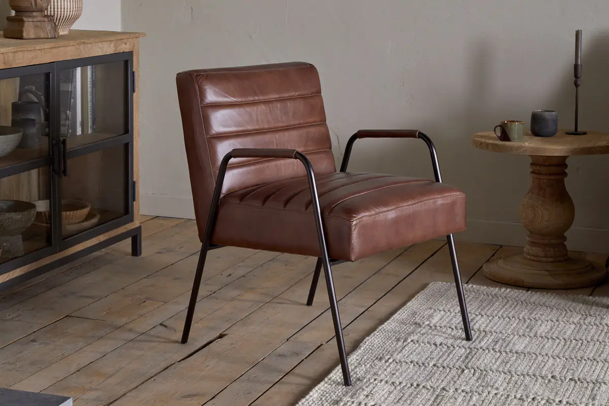 Nkuku - Hadithi Leather Occasional Chair - Chocolate Brown