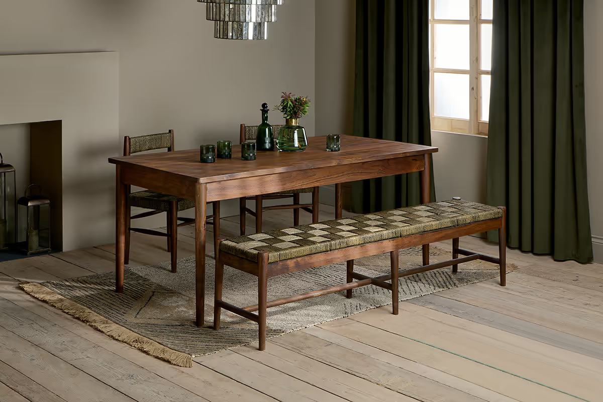 Nkuku - Anbu Acacia Dining Table - Washed Walnut - Small