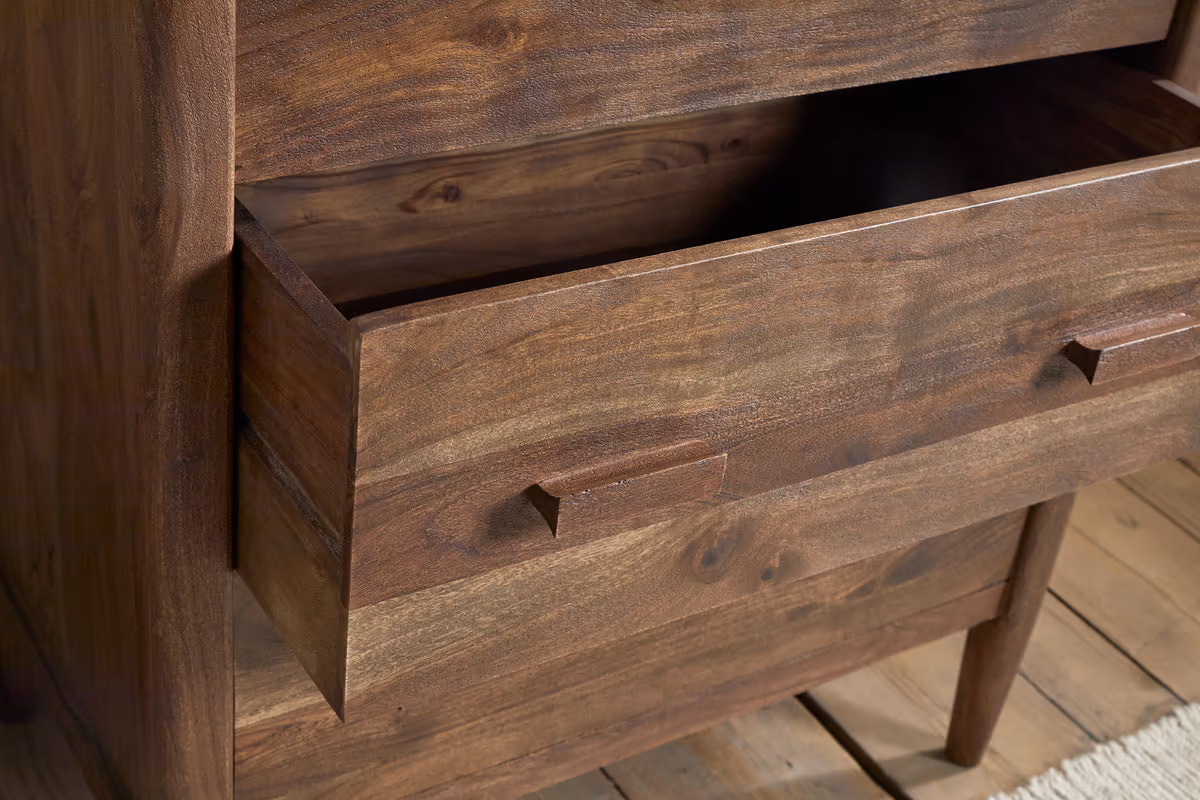 Nkuku - Anbu Acacia Chest of Drawers - Washed Walnut