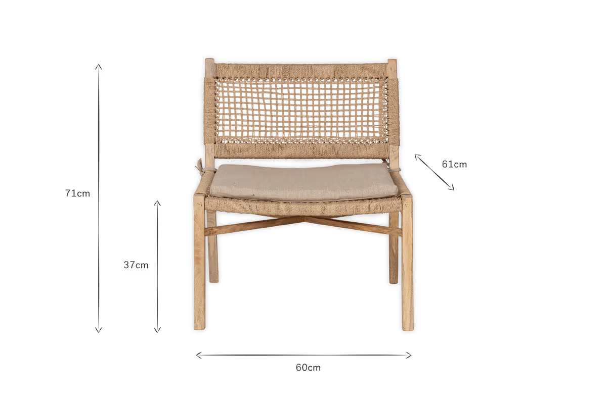 Nkuku - Aamani Mango Wood & Cord Occasional Chair - Natural