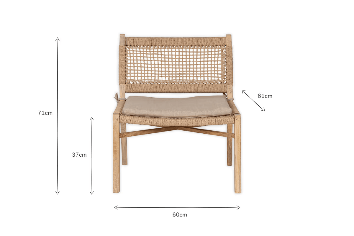 Nkuku - Aamani Mango Wood & Cord Occasional Chair - Natural