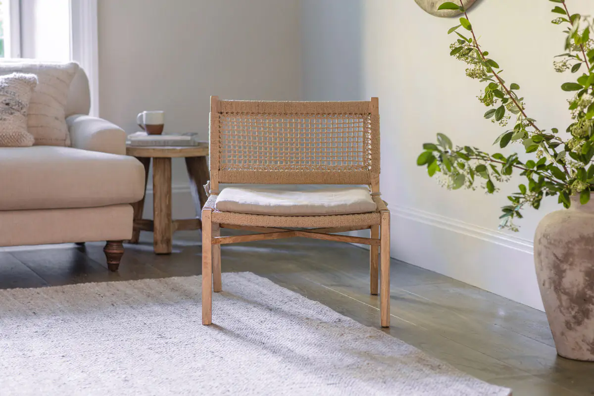 Nkuku - Aamani Mango Wood & Cord Occasional Chair - Natural