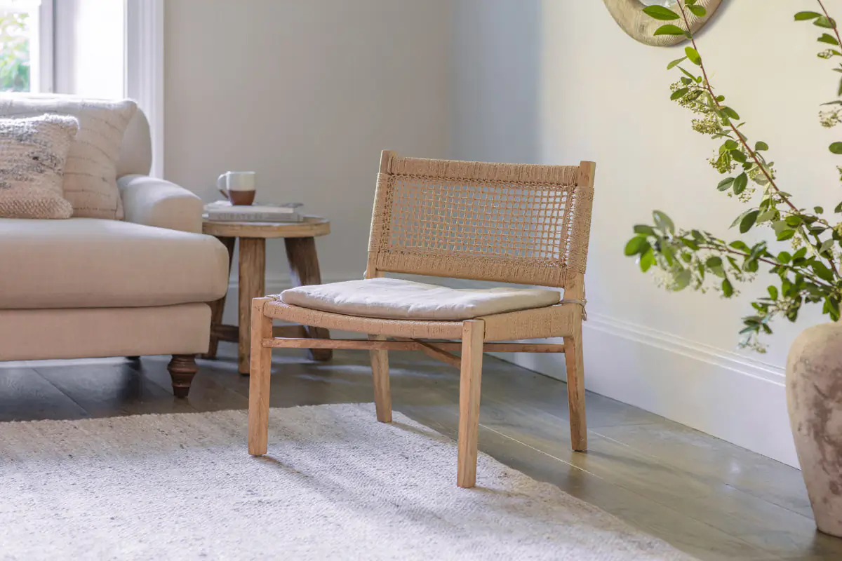 Nkuku - Aamani Mango Wood & Cord Occasional Chair - Natural