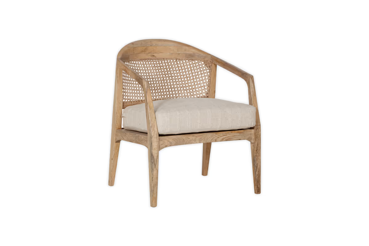Nkuku - Nabhi Mango Wood & Cane Occasional Chair - Natural