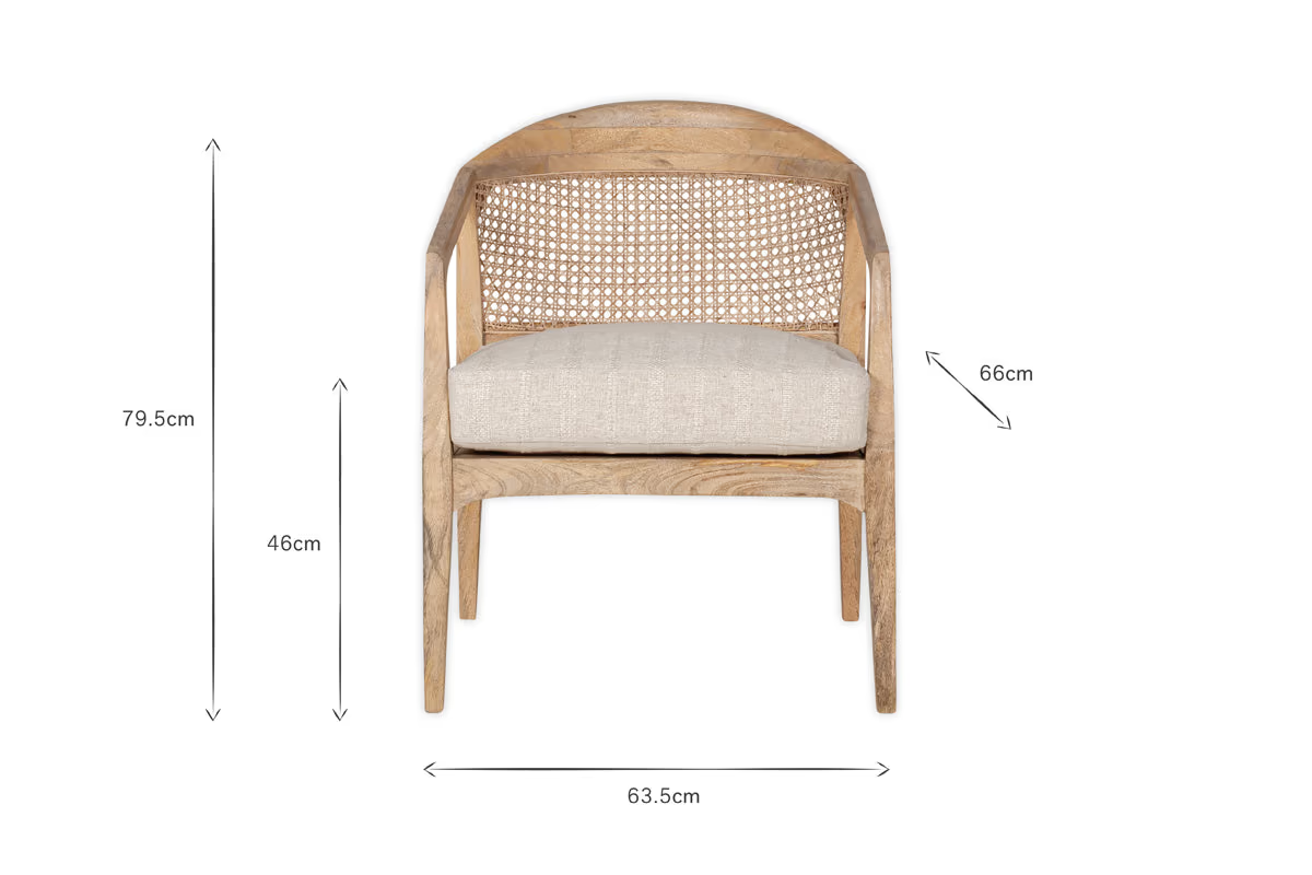 Nkuku - Nabhi Mango Wood & Cane Occasional Chair - Natural
