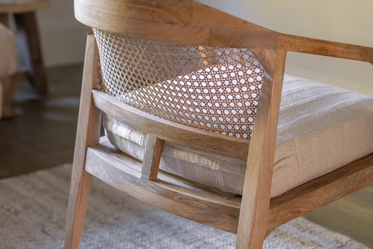 Nkuku - Nabhi Mango Wood & Cane Occasional Chair - Natural