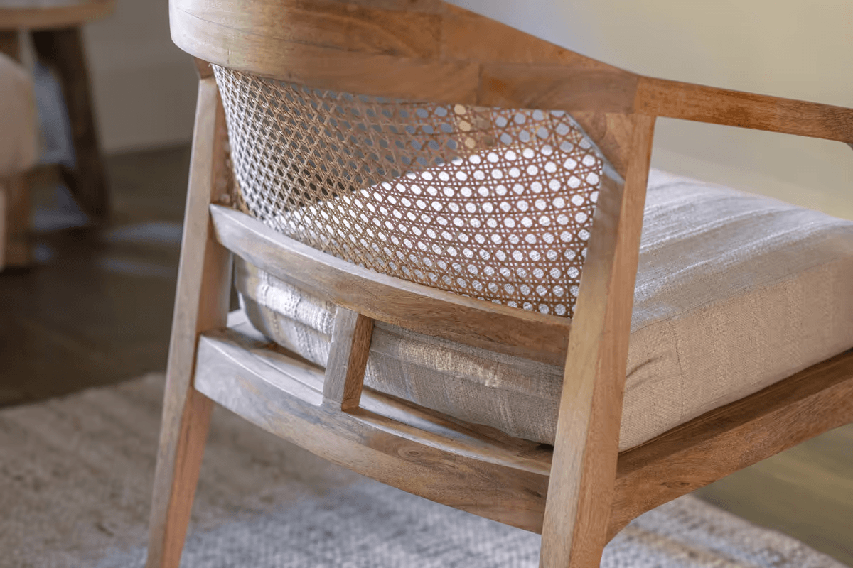 Nkuku - Nabhi Mango Wood & Cane Occasional Chair - Natural