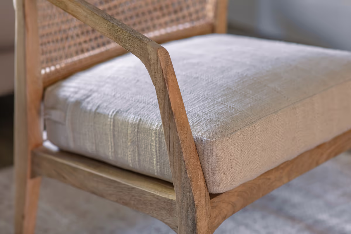 Nkuku - Nabhi Mango Wood & Cane Occasional Chair - Natural