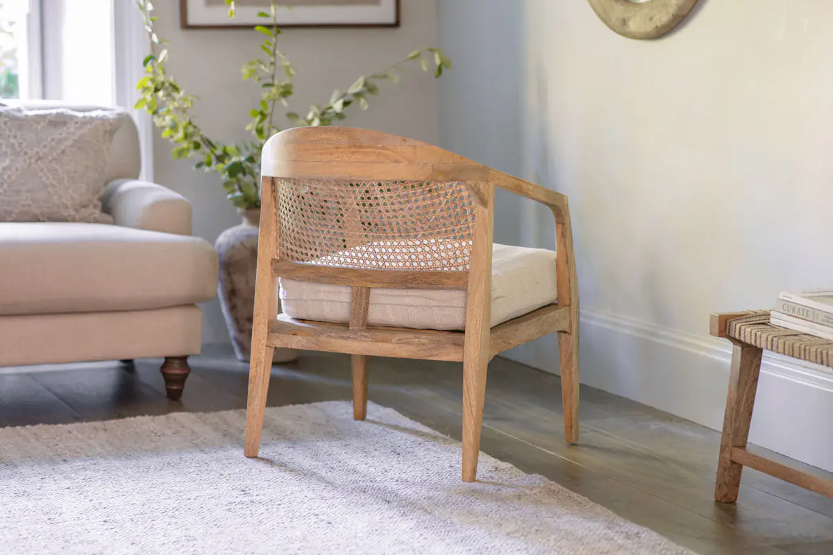 Nkuku - Nabhi Mango Wood & Cane Occasional Chair - Natural