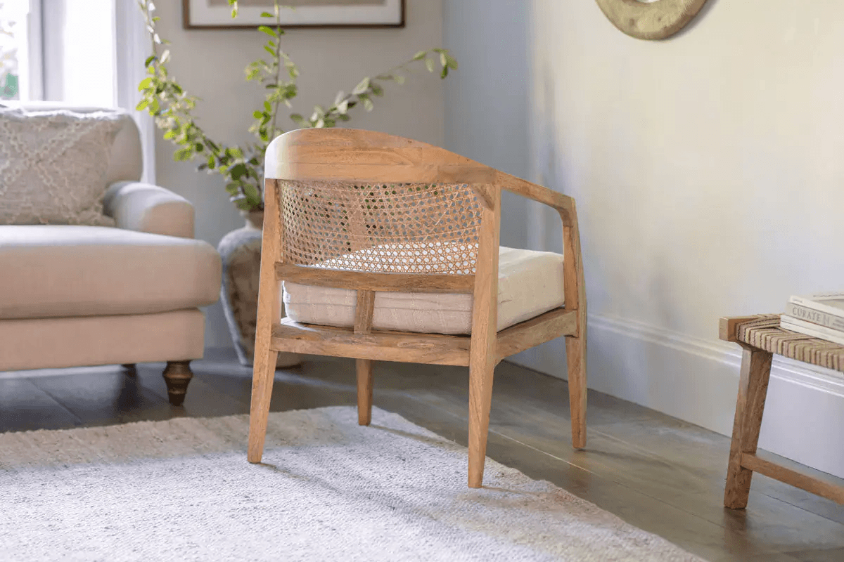 Nkuku - Nabhi Mango Wood & Cane Occasional Chair - Natural