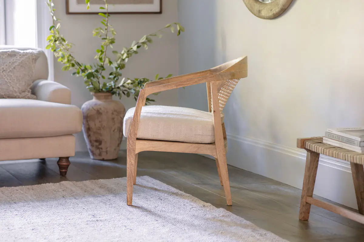 Nkuku - Nabhi Mango Wood & Cane Occasional Chair - Natural