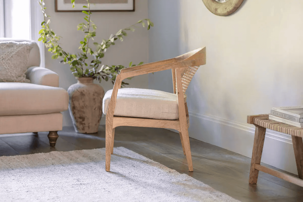 Nkuku - Nabhi Mango Wood & Cane Occasional Chair - Natural