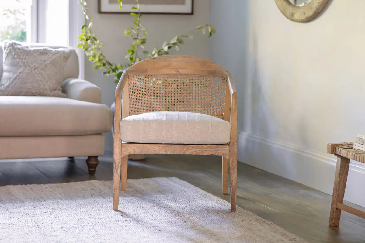 Nkuku - Nabhi Mango Wood & Cane Occasional Chair - Natural