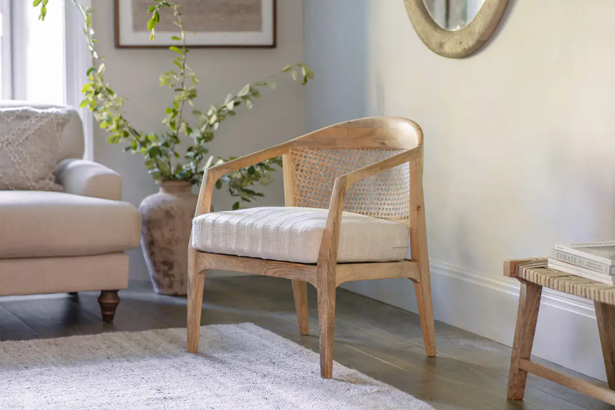 Nkuku - Nabhi Mango Wood & Cane Occasional Chair - Natural