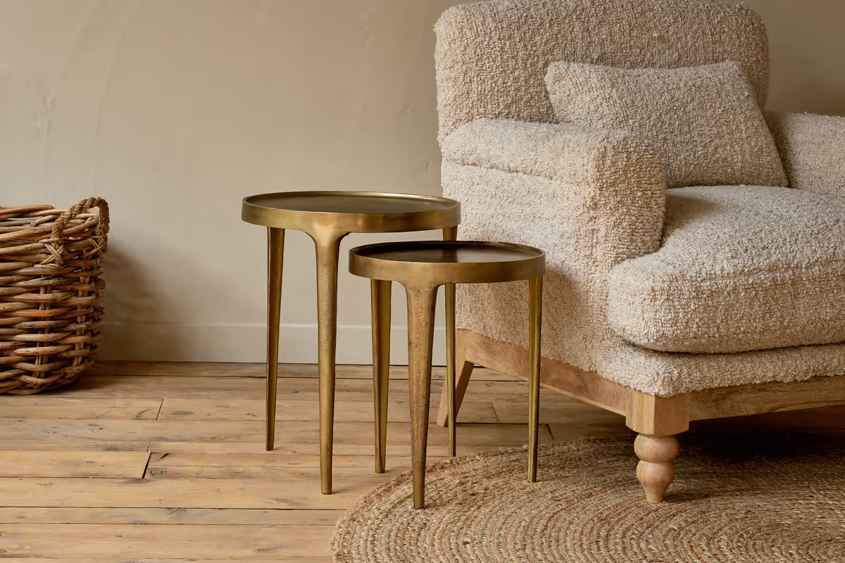 Nkuku - Rohia Cast Metal Side Table - Brass - Large