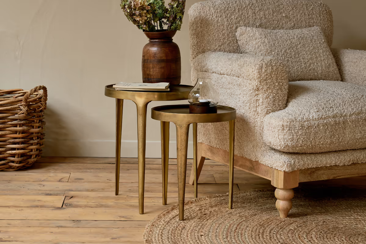 Nkuku - Rohia Cast Metal Side Table - Brass - Large