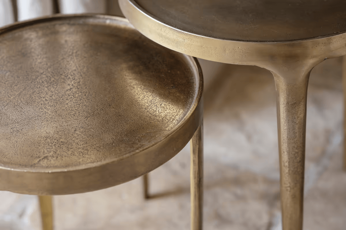 Nkuku - Rohia Cast Metal Side Table - Brass - Small