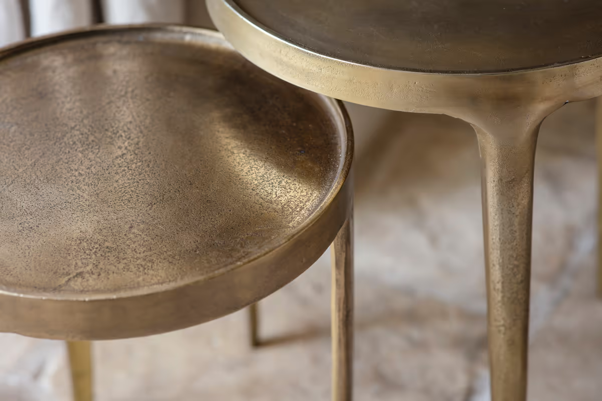 Nkuku - Rohia Cast Metal Side Table - Brass - Large