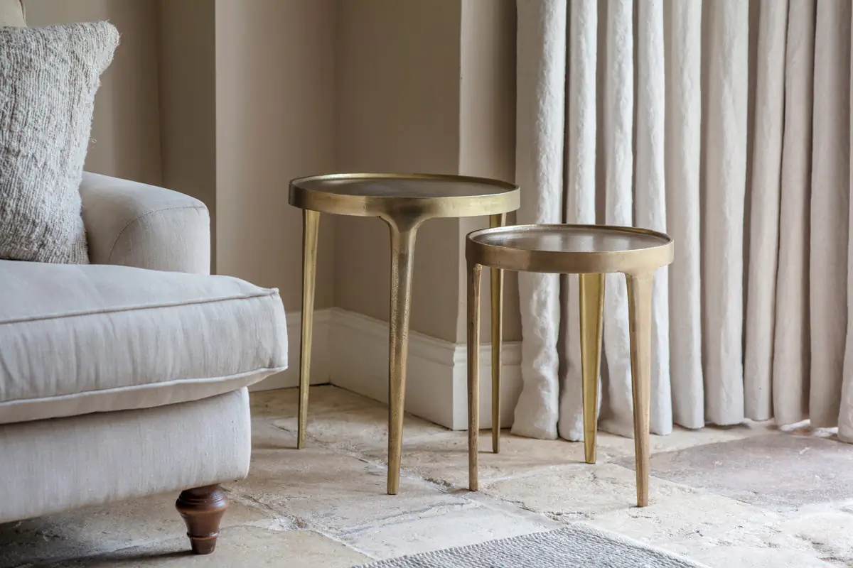 Nkuku - Rohia Cast Metal Side Table - Brass - Small
