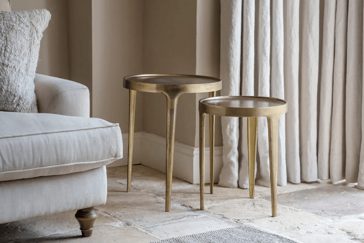 Nkuku - Rohia Cast Metal Side Table - Brass - Small