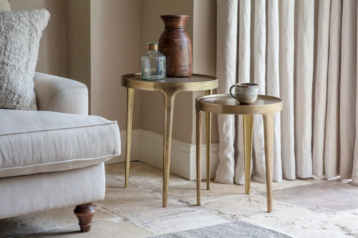 Nkuku - Rohia Cast Metal Side Table - Brass - Small