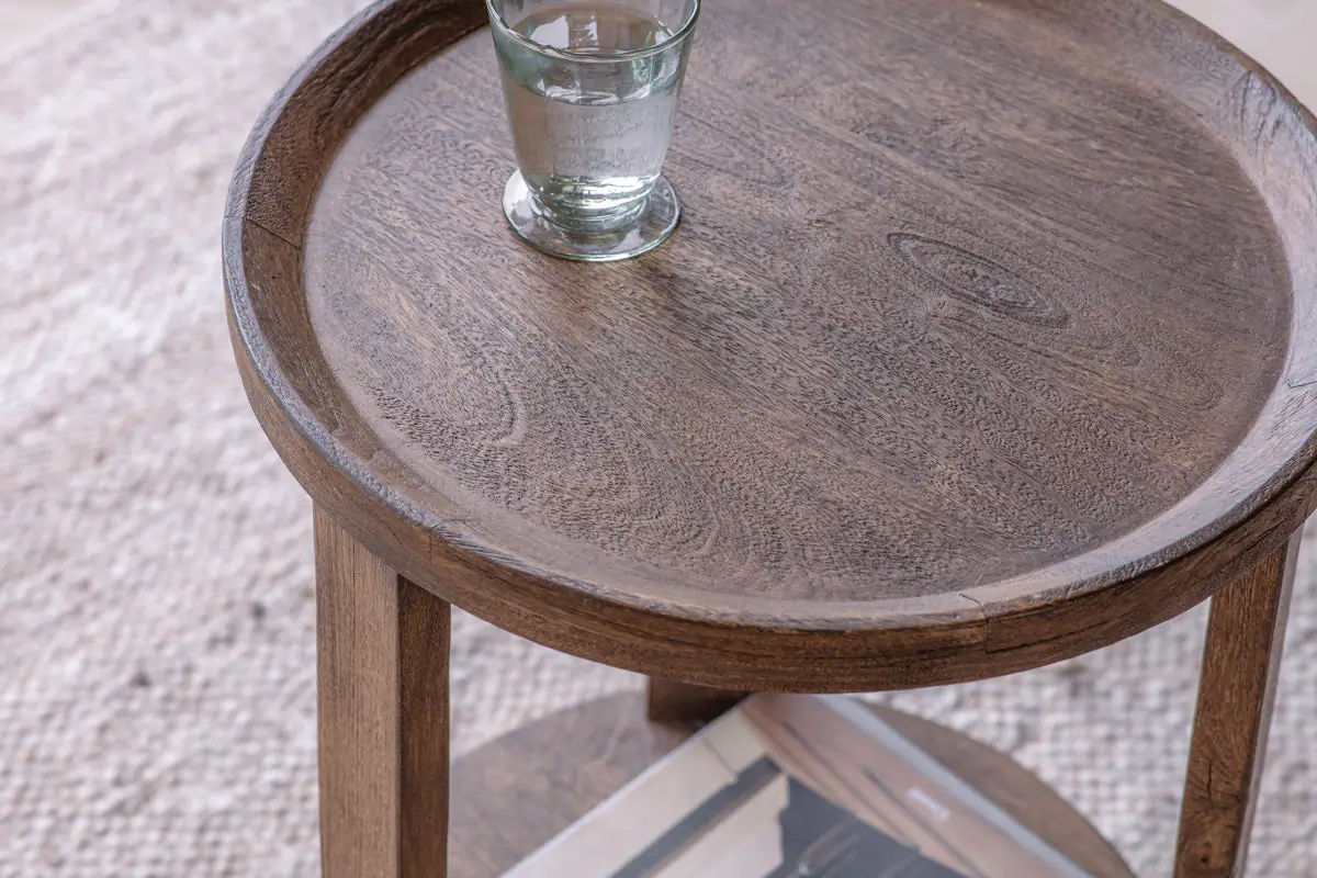 Nkuku - Triveni Mango Wood Side Table - Walnut Stain