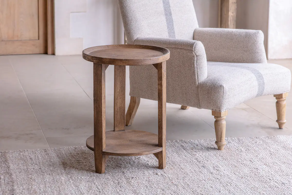 Nkuku - Triveni Mango Wood Side Table - Walnut Stain