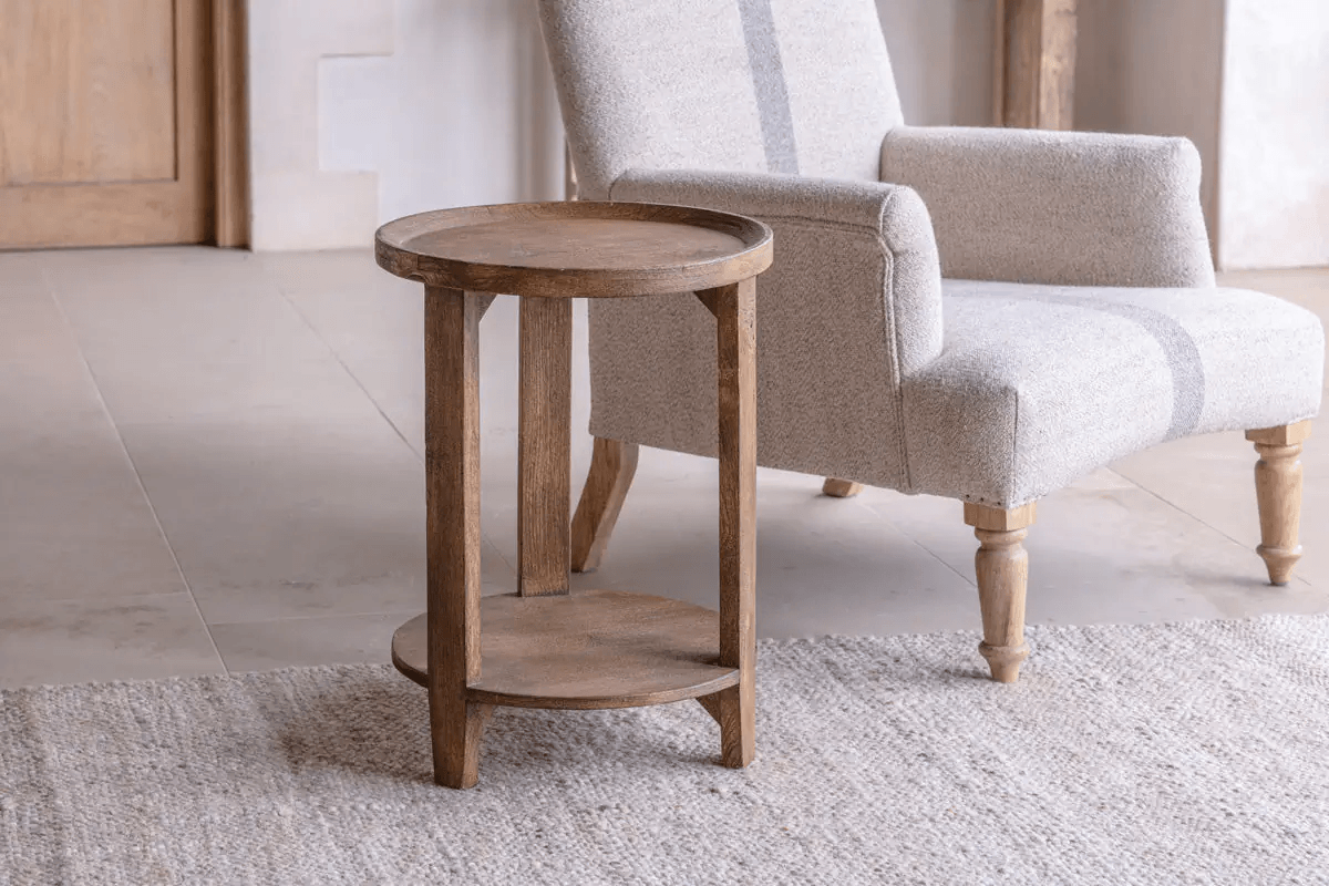 Nkuku - Triveni Mango Wood Side Table - Walnut Stain