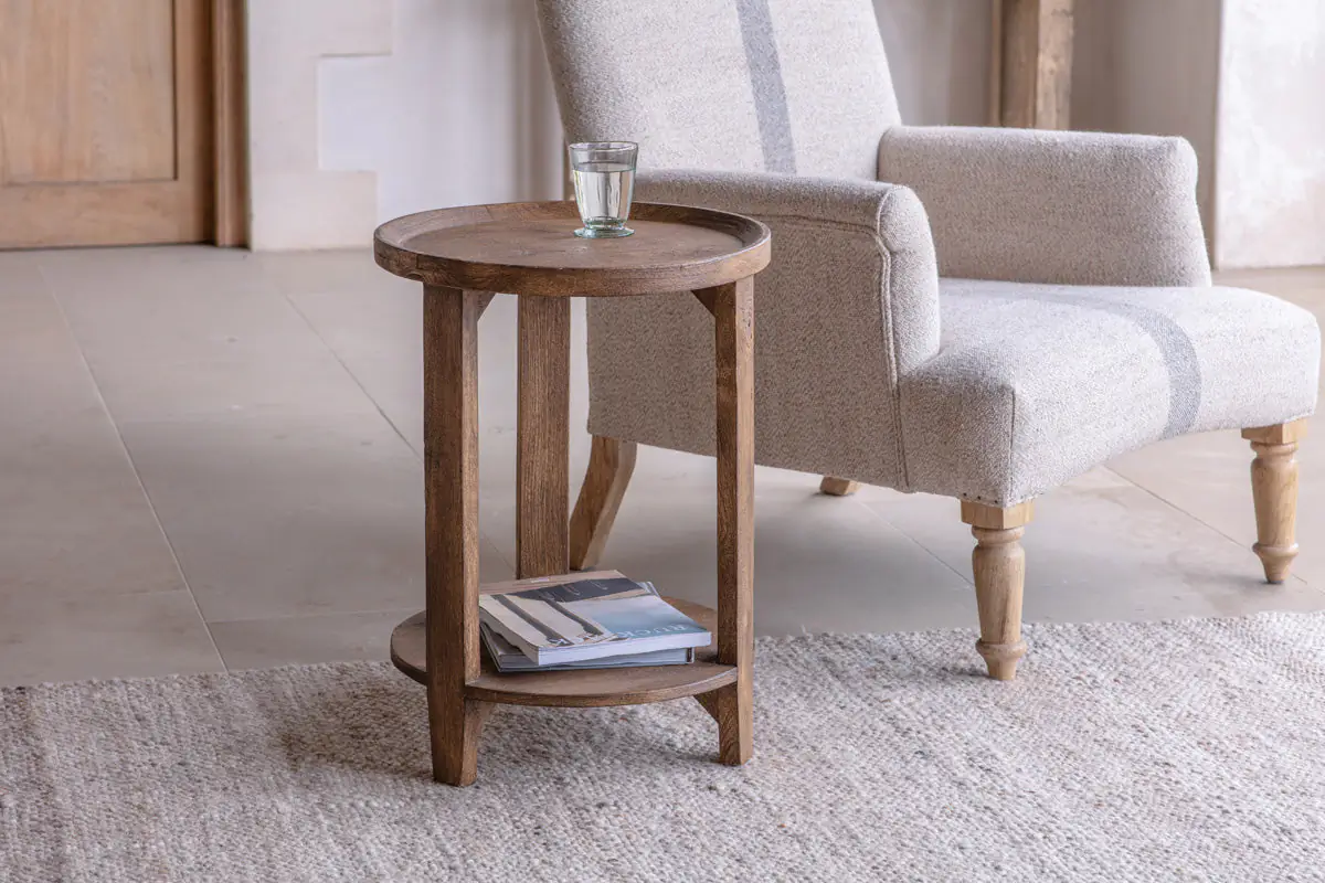 Nkuku - Triveni Mango Wood Side Table - Walnut Stain