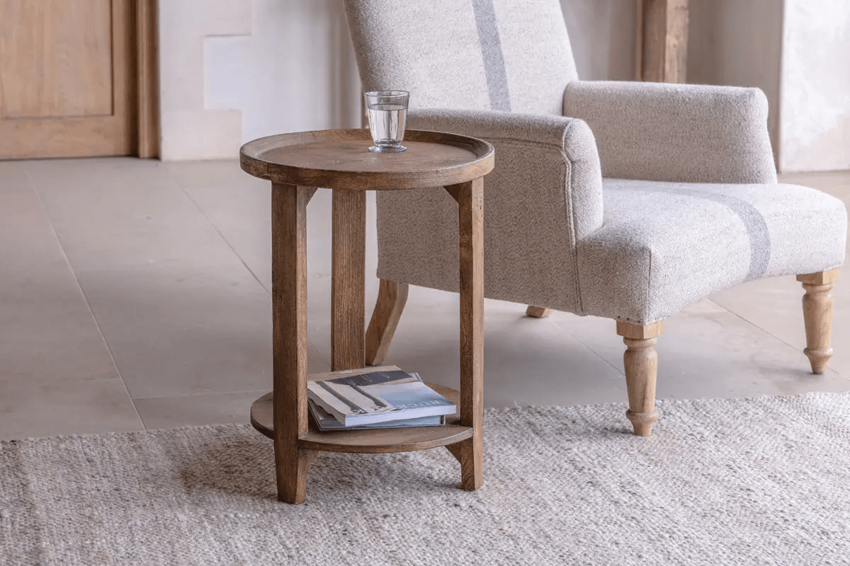 Nkuku - Triveni Mango Wood Side Table - Walnut Stain