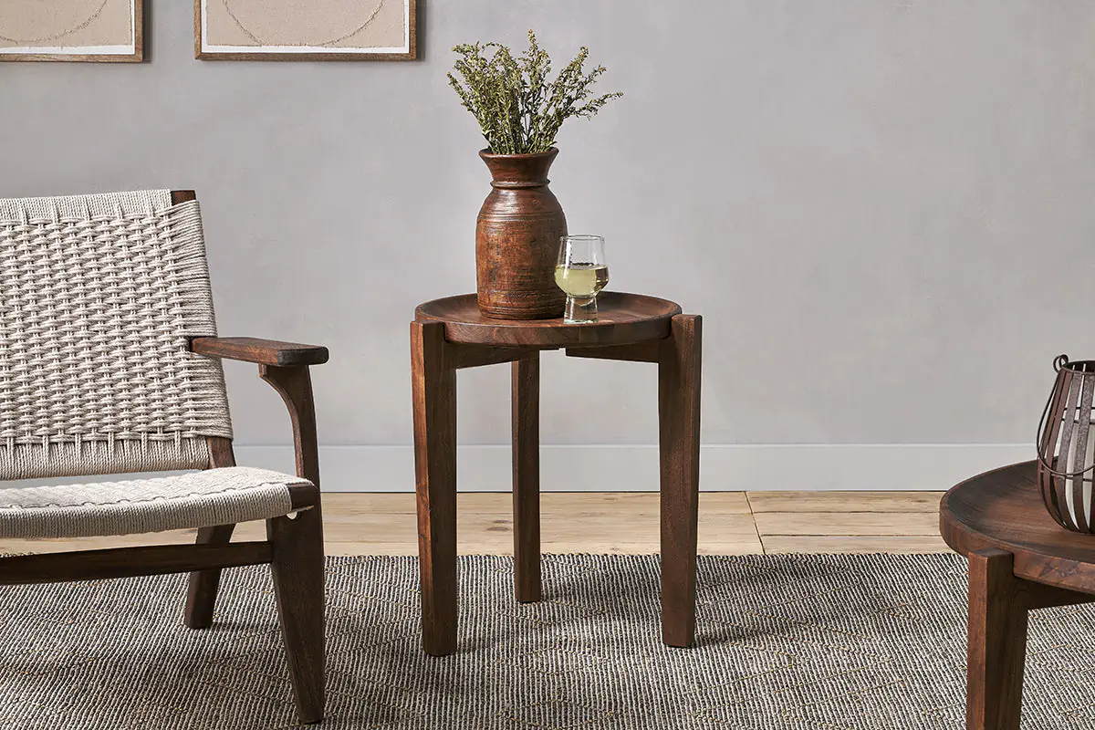Nkuku - Umar Mango Wood Side Table - Dark Brown