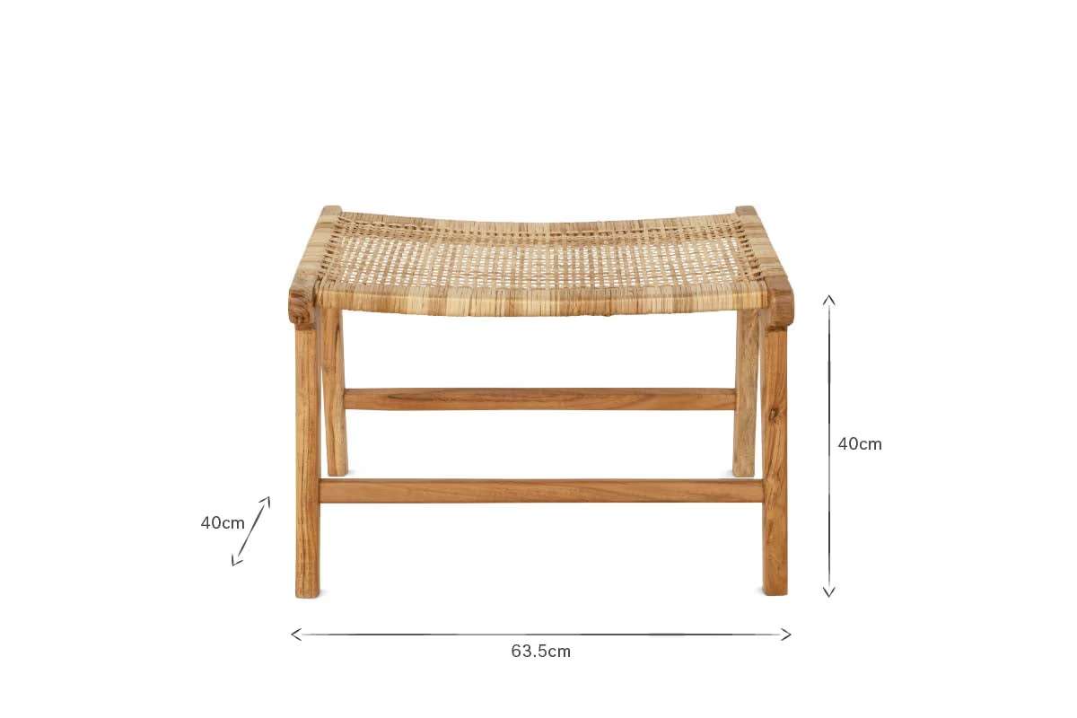 Nkuku - Madrisana Acacia & Rattan Footstool