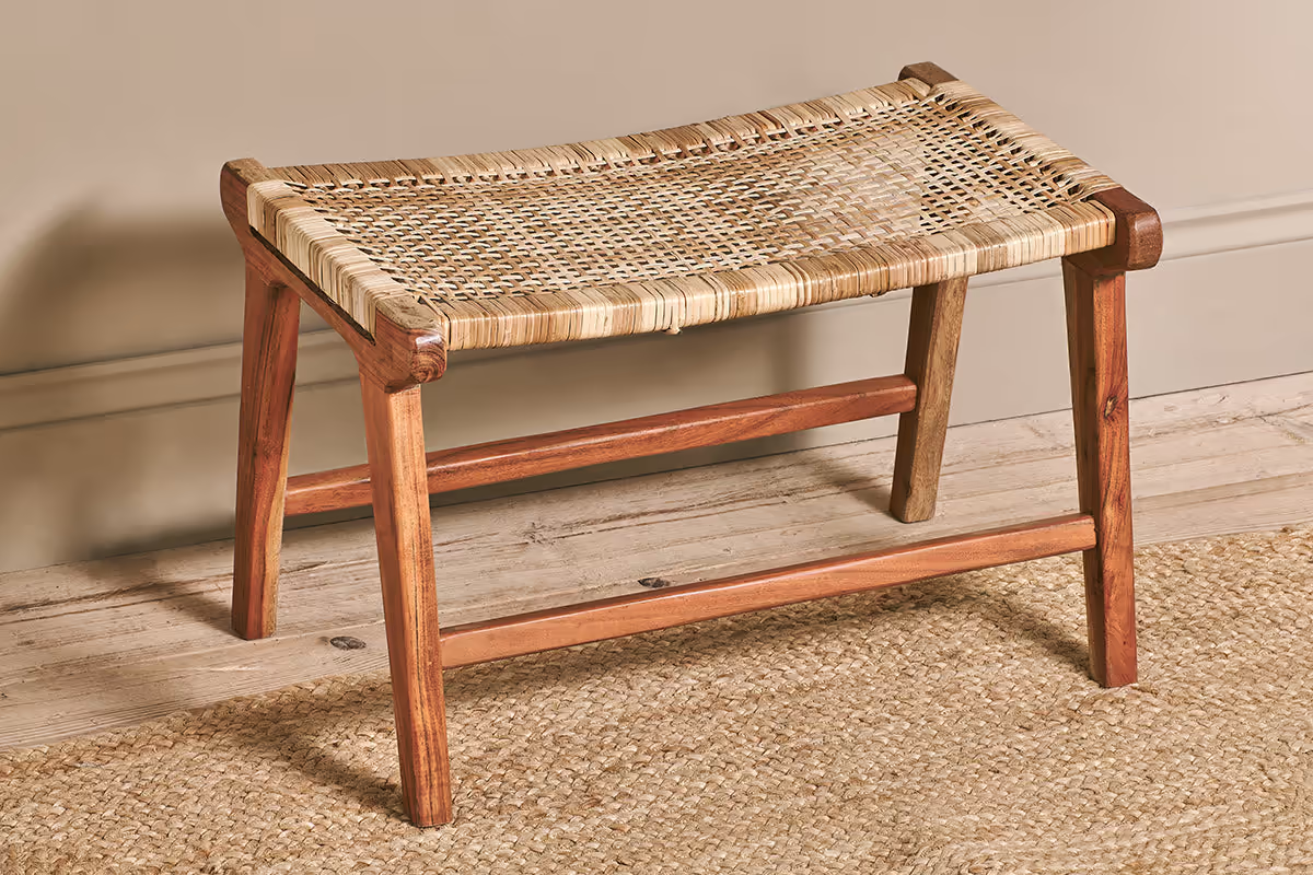 Nkuku - Madrisana Acacia & Rattan Footstool